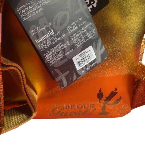 Disney Loungefly Beauty & The Beast Lumiere Mini Backpack With Sequins & Gold Ac - Picture 5 of 6